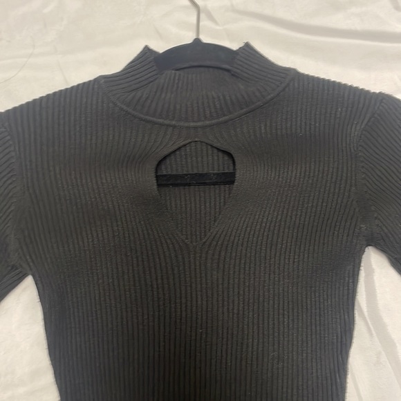 Black Tight Fitting Sweater Dress with “Keyhole” front, size M - Picture 3 of 3